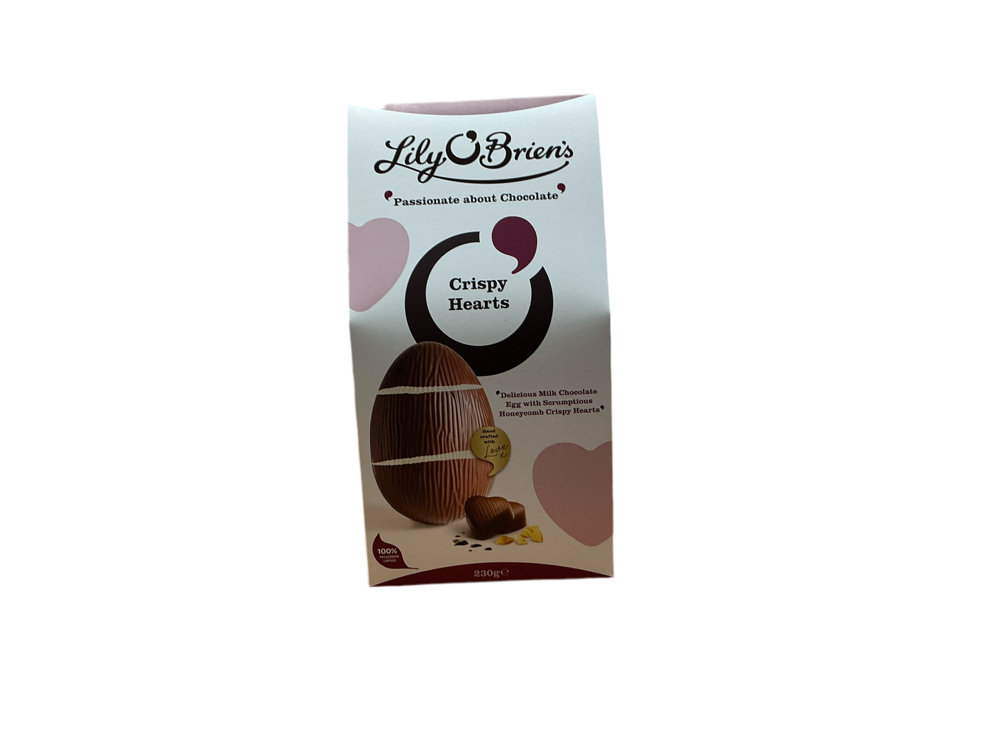 Lily O’Briens Crispy Hearts Milk Chocolate Egg 230g