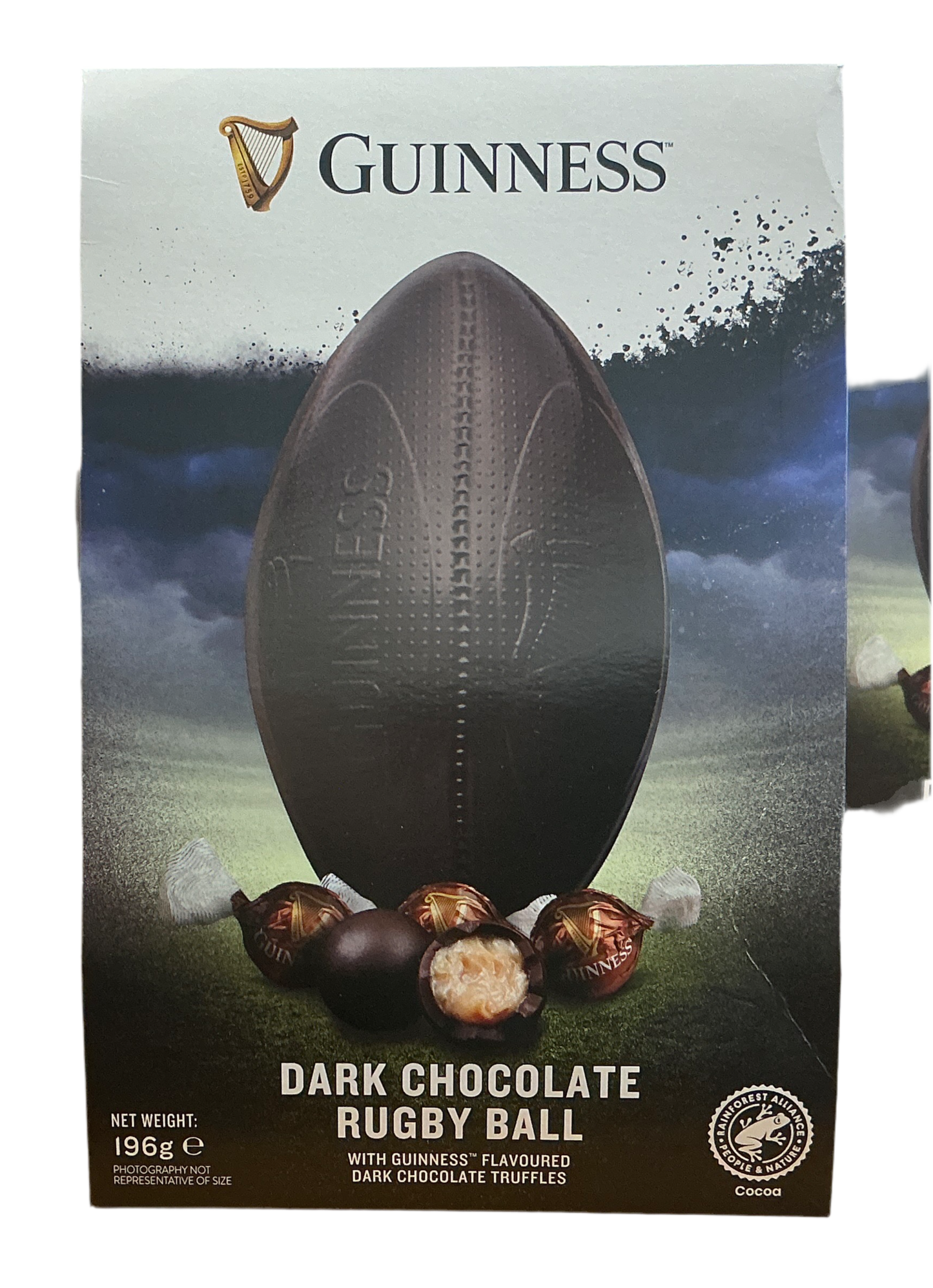Guinness Dark Chocolate Easter Egg Shaped Rugby Ball with Flavored Chocolat Truffles