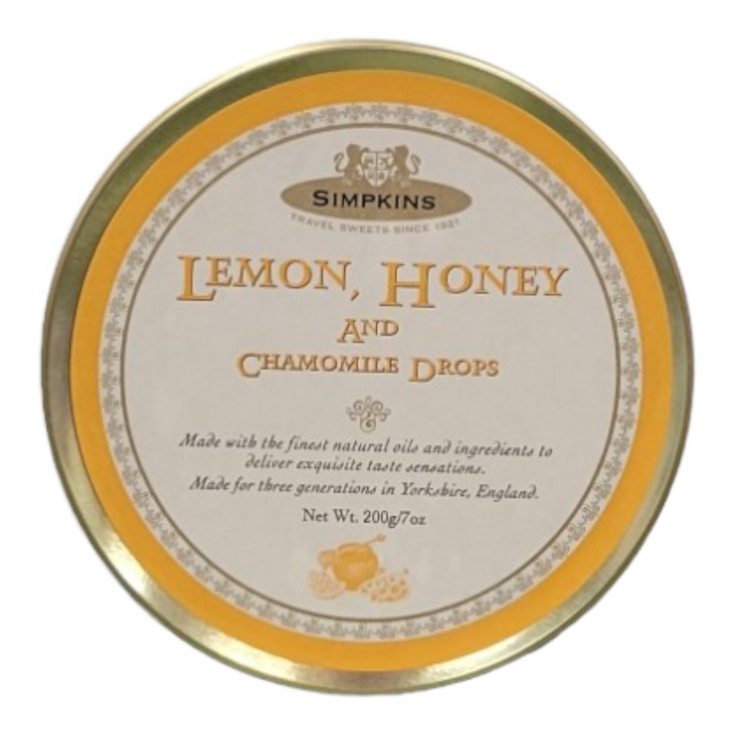 Simpkins Lemon, Honey and Chamomile Travel Sweets 200g Tin