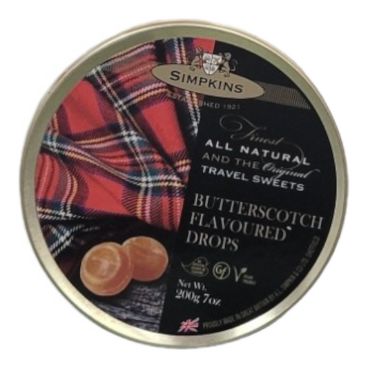 Simpkins Butterscotch Flavoured Travel Sweets 200g Tin