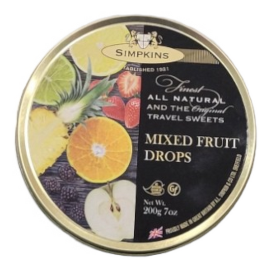 Simpkins Candy Travel Sweets | Mixed Fruit Drops | 200g