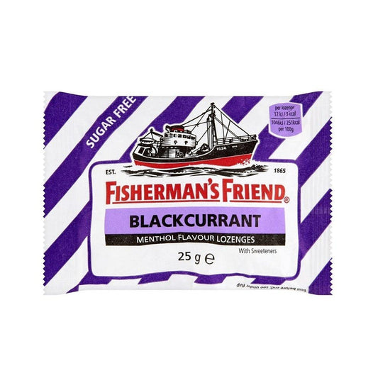 6X Fisherman's Friend Sugar Free Blackcurrant Menthol Lozenges 25g