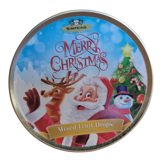 Simpkins Christmas Santa & Friends Mixed Fruit Drops 200g Tin