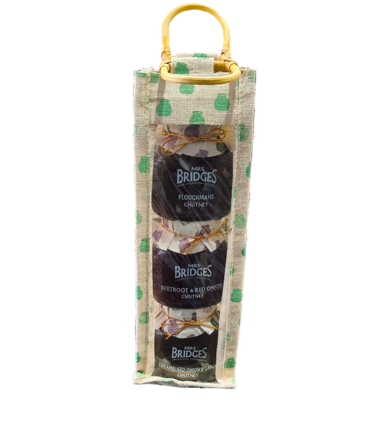 Mrs Bridges Chutney Selection: Ploughmans, Beetroot & Red Onion, Caramelized Onion & Garlic Chutney