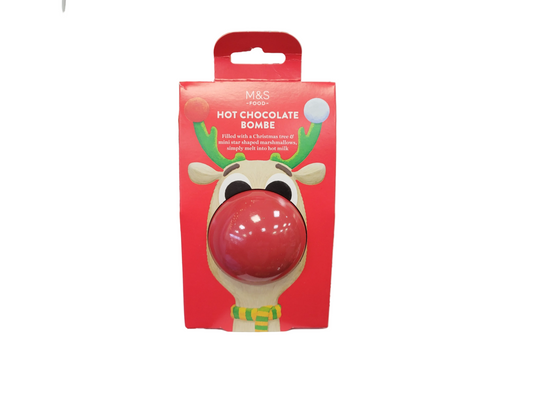 M&S Hot Chocolate Bombe. Filled with Christmas tree and mini star shaped marshmallows.