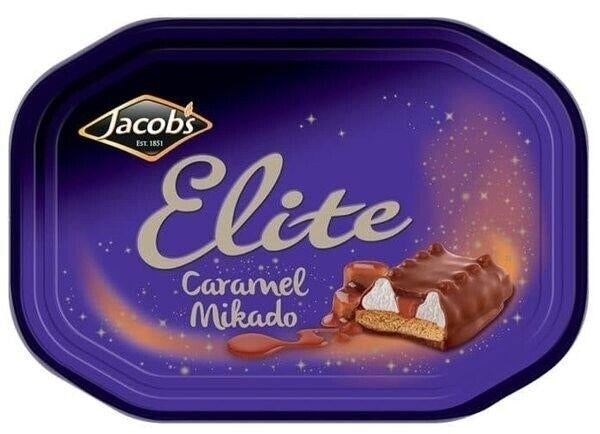 Jacob's Elite Caramel Mikado Tin an Irish Biscuit Classic