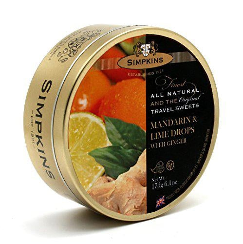 Simpkins Mandarin Lime & Ginger Travel Sweets 175g Tin